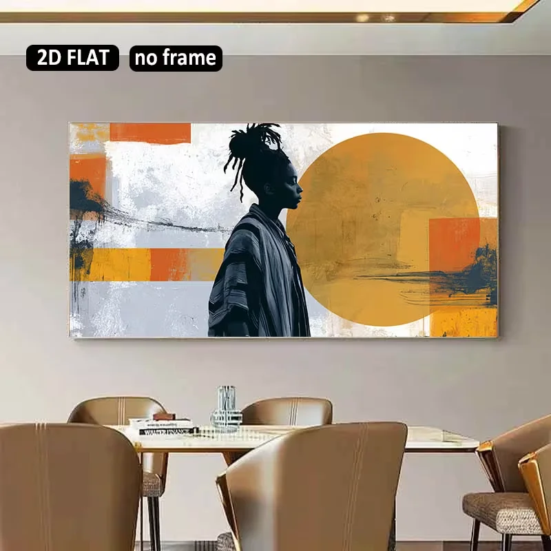 2D Flat, 2D Flat 1pc 31.49X62.99Inch 80X160Cm Unframed Large Canvas Prints Silhouettes in a Row Home Decor Canvas Art Prints, Su