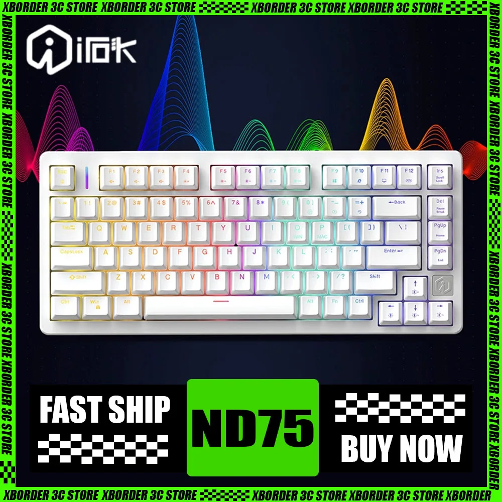 

Irok Nd75 Magnetic Switch Keyboard Wired Rgb Transparent Mechanical Gaming Keyboard E-Sports Hot Swap Keycaps Backlight Pc Gamer