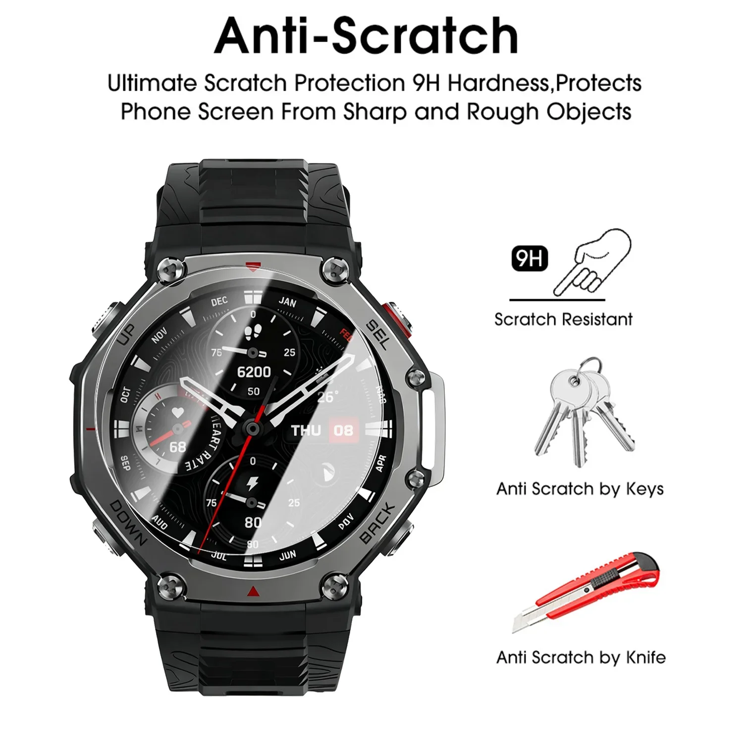 For Amazfit T-Rex 3 Pro Tempered Glass Screen Protectors with Auto-alignment Install Kit Smartwatch Films for Amazfit T-Rex 3Pro view 3