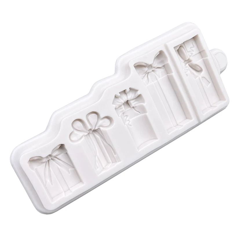 Christmas Present Box Gift Silicone Sugarcraft Mold Resin Tools Chocolate Cupcake Baking Fondant Cake Decorating Tools