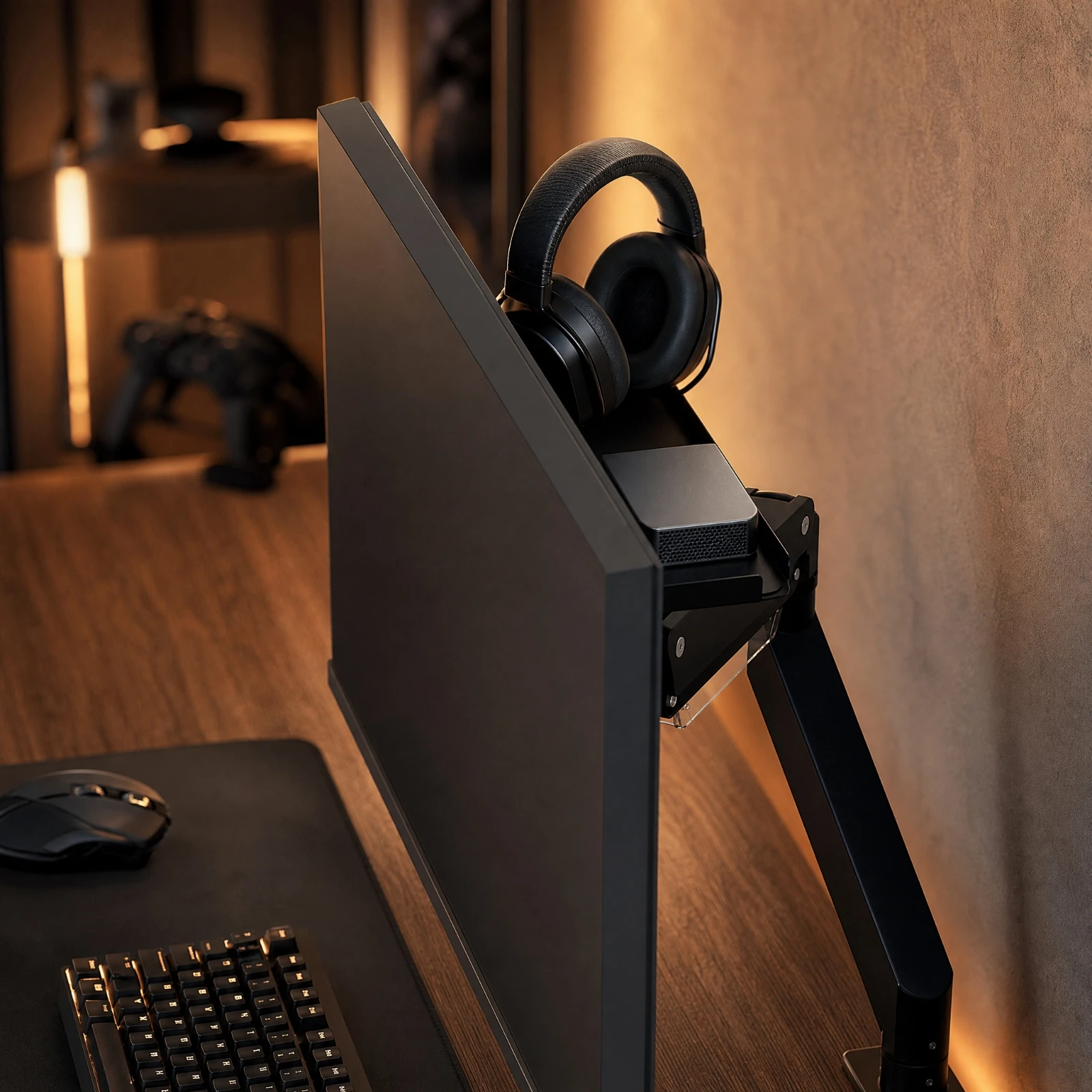 VESA Mount Shelf with Raised Edges Sleek VESA Monitor Shelf for Home Office Workers, Desk Organization, Gaming Setups
