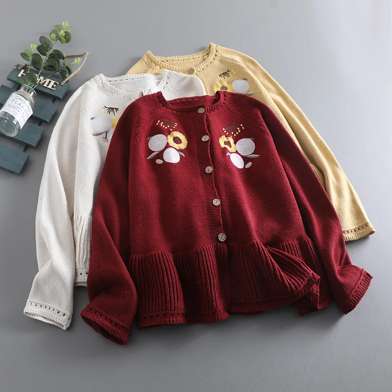 Fashion Women's Spring Autumn Jacket  Knit Embroidered  Loose Women Sweater Coat