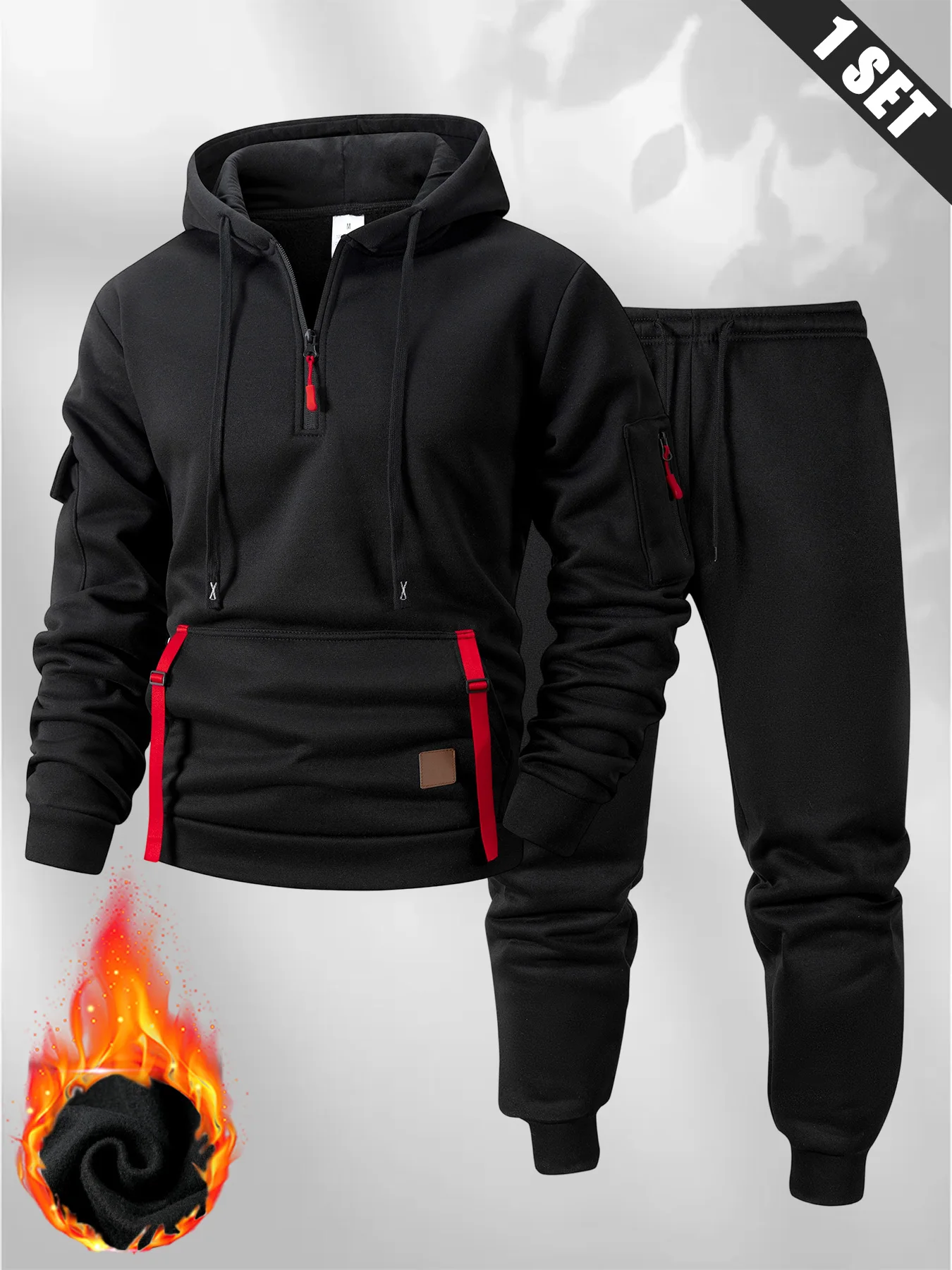 Men's New Autumn Multi-pocket Zipper Long-sleeved Hoodie + Sports and Leisure Pants Two-piece Fitness Jogging Suit Mens Clothing