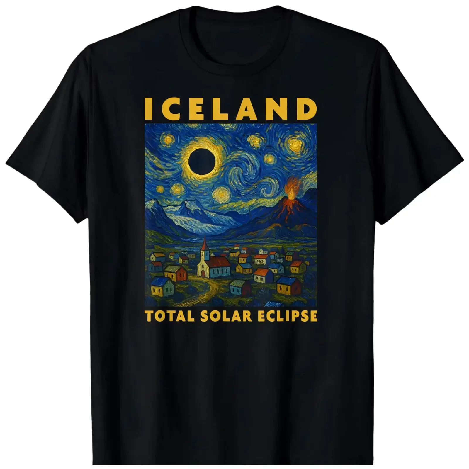 Iceland Total Solar Eclipse 2026 BLACK T Shirt 1507 vintage Washed Slightly streetwear graphic Versatile designer clothes