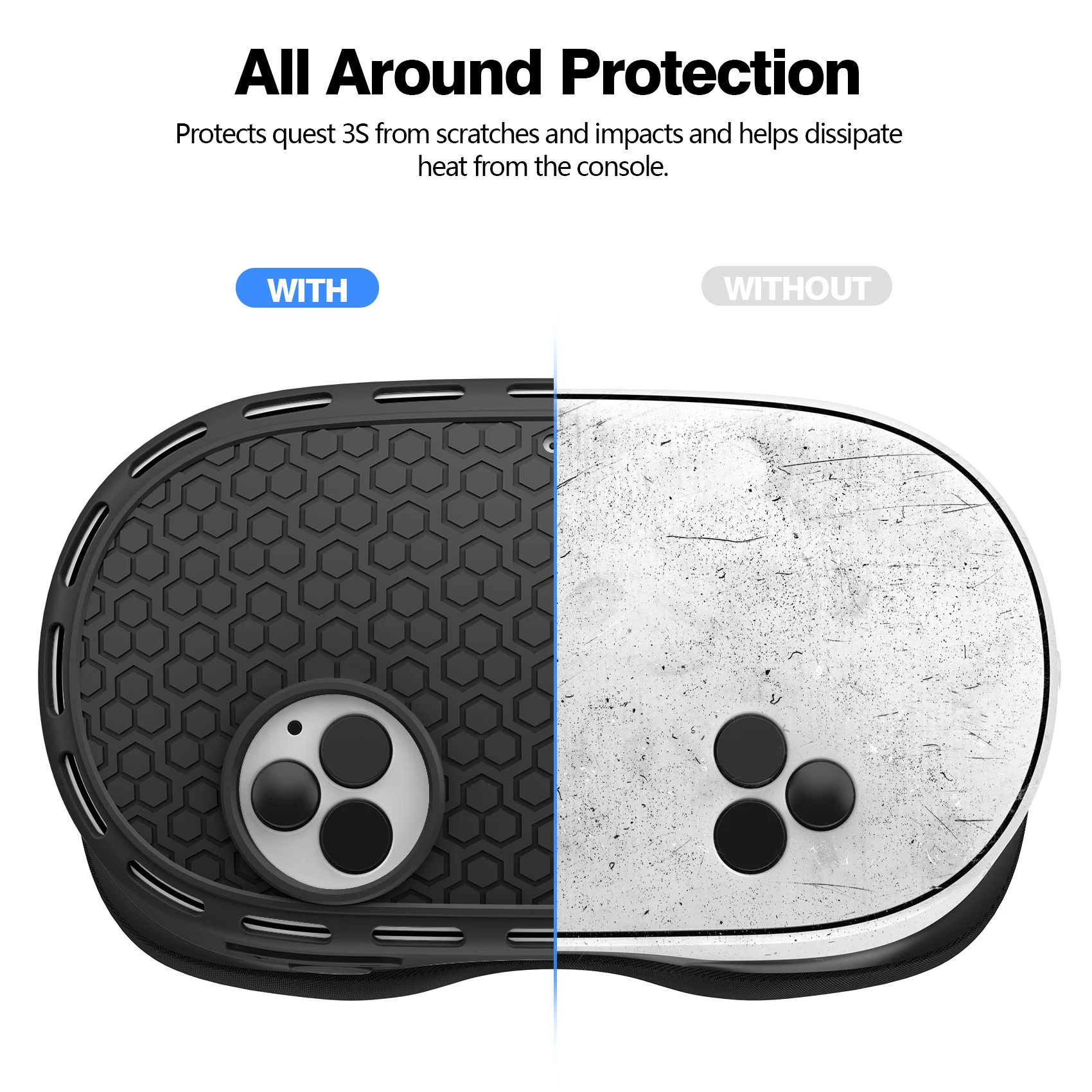 Funda protectora de silicona VR Compatible con accesorios Quest 2/Quest 3/Quest 3S, protección integral para VR ﻿
