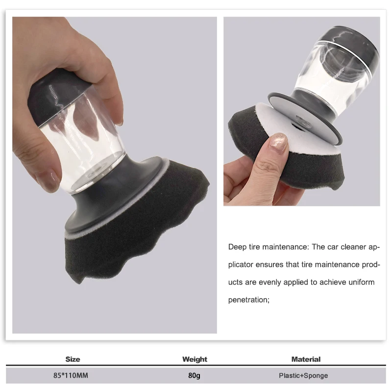1-10Pcs Car Tire Dressing Applicator Pad With 70ml Liquid Storage Bottle Press Type Auto Wax Coating Sponge Applicator