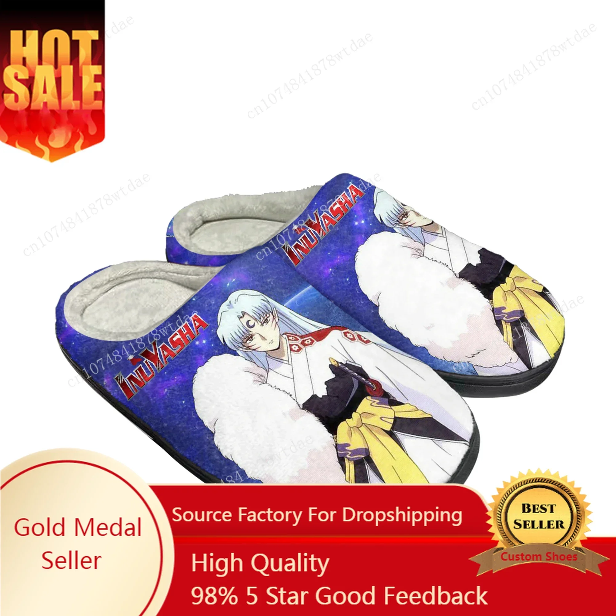 

Sesshoumaru Home Cotton Slippers Mens Womens Inuyasha Plush Bedroom Casual Keep Warm Shoes Anime Custom Thermal Indoor Slipper