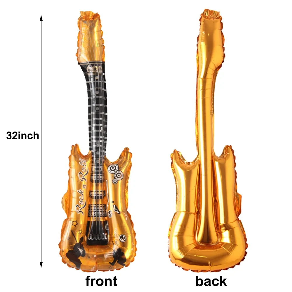 20Pcs Inflatable Guitar Balloon Musical Note Ballon 80s toys Disco Party 90s Theme Birthday Gift Decoration