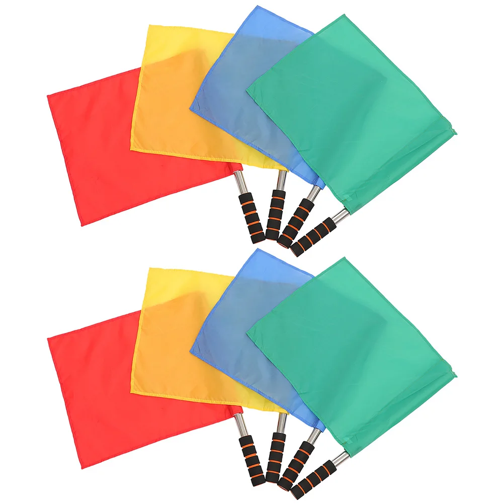 

8pcs Signal Flags for Soccer Referees Sports Racing Warning Hand Held Sturdy Handle Lightweight Warning Signal Flag Waving