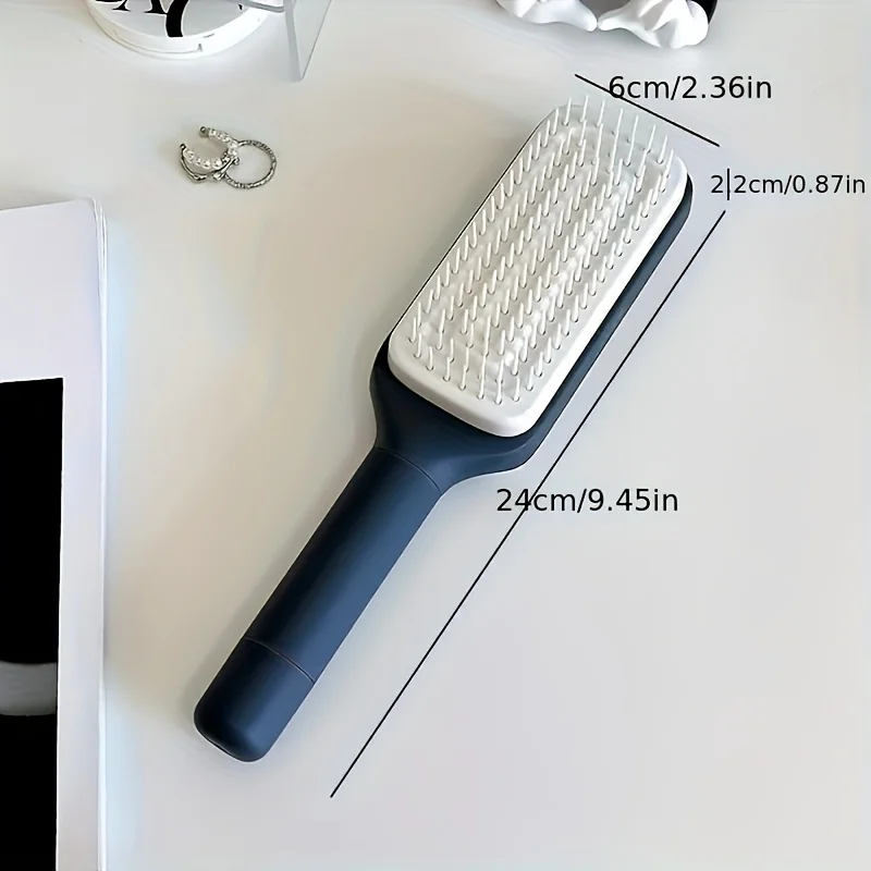 Telescopic Massage Comb | Rotating Lift Hair Comb One-Button Cleaning Air Cushion Airbag Comb Anti-Static Smooth Women's