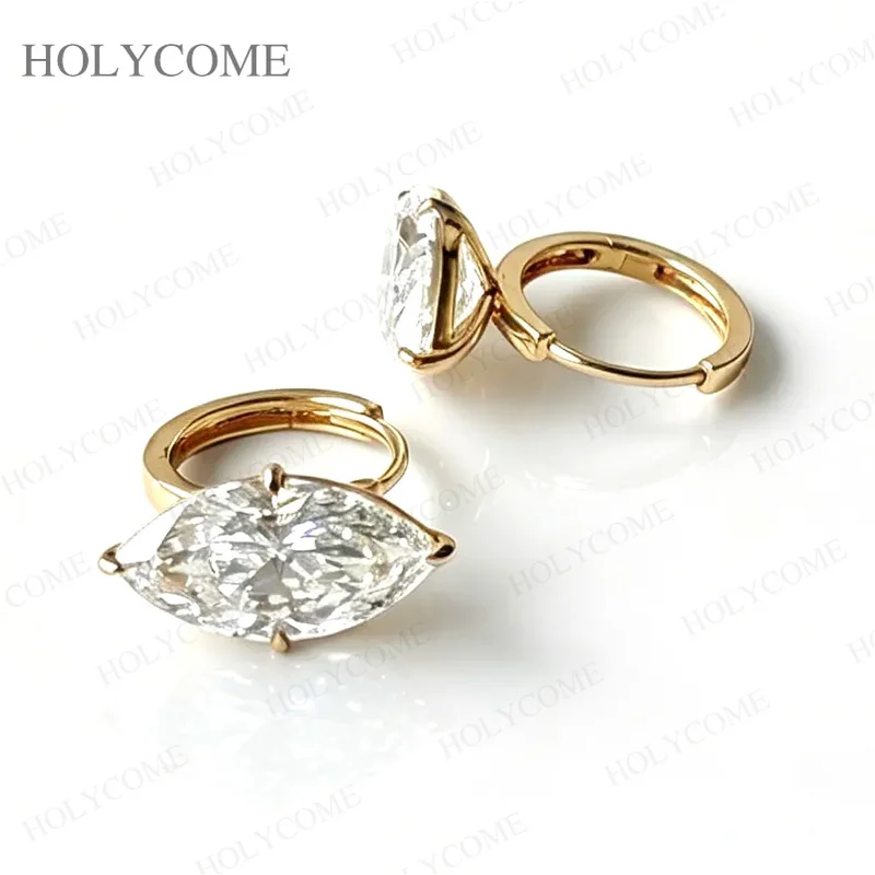 Women's Earrings Marquise Cut VS 2ct/3ct Lab Grown Diamond Huggie Hoops 10K/14K/18K Gold Bridal Anniversary Fine Jewelry