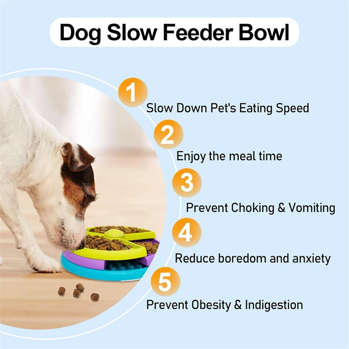 Slow Feeder Dog Bowl 3 Levels, Reduces Boredom and Anxiety Dog Food Puzzle Feeder, Non-Slip Interactive Dog FeederJAS