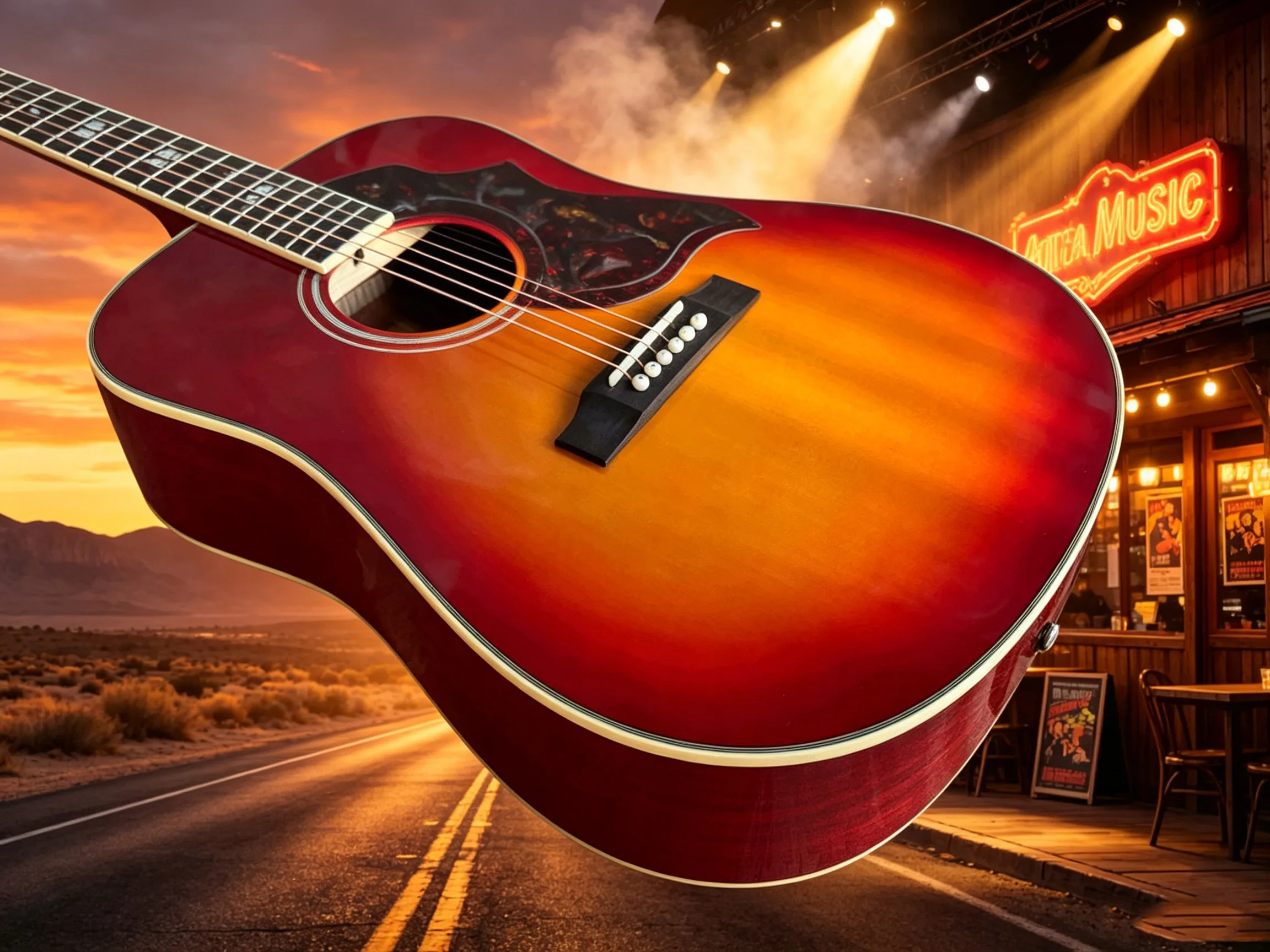 US Warehouse 41 Inch Bee Bird Acoustic Guitar Cherry CS Red Sunset Gradient Coating Spruce Solid Top Warm Full Sound Rosewood Fingerboard Christmas Gifts Available In Free Shipping