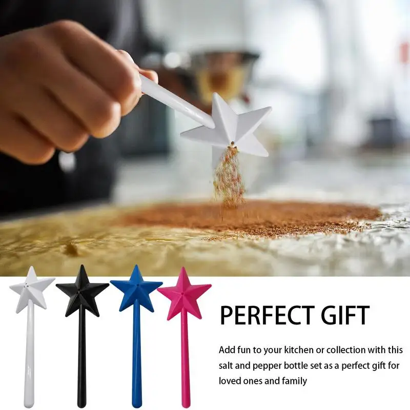 Fairy Star Stick Pepper Shaker Wand Portable Salt Pepper Shaker Refillable Star Wand Creative Kitchen Salt Control Bottle