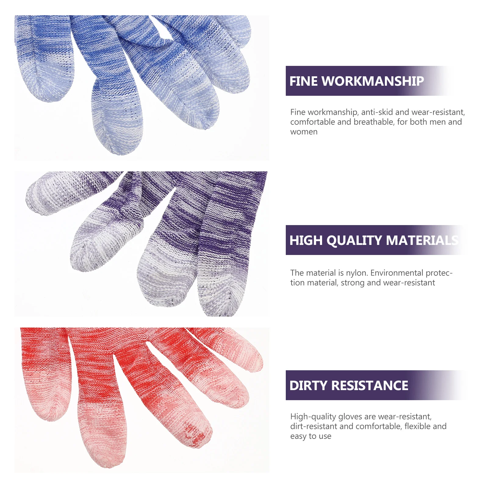 12 Pairs Breathable Work Gloves Painted Finger Sewing Labor Protection Accessory Protective Non-skid Mitten Supply Device