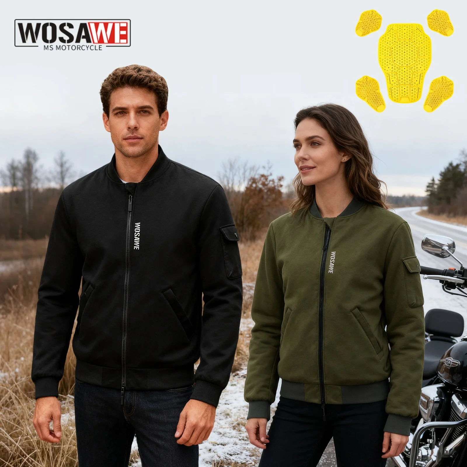 

WOSAWE Men Motorcycle Armor Jacket Coat Winter Warm Motorbike Riding Jacket Women CE2 Level Motocross Jacket Riding Clothing
