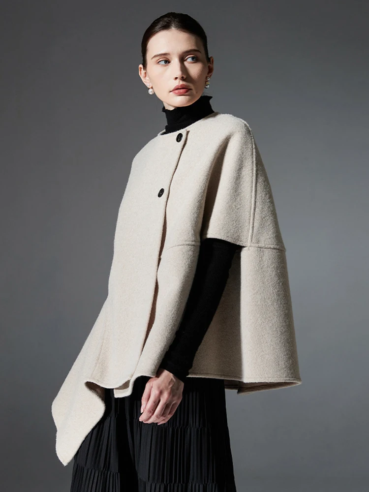 Otoño Invierno mujeres capas Poncho elegante sólido asimétrico abrigo chal Capa Para capa suelta abrigo elegante ocasión Formal Casual