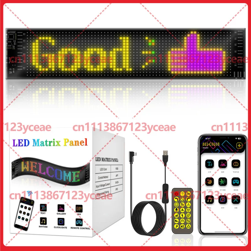 For Auto USB RGB Suction‑Cup Soft LED Screen APP Controlled PU Waterproof High‑Temp Modified Decor Light Hardware Accessory Part