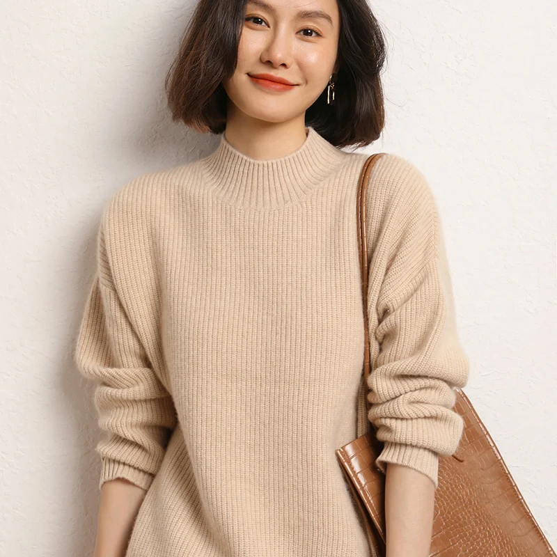 

Loose Style， Thicked Sweater ，Oversized Sweaters ，2023 Winter Knitwears， 100% Pure Cashmere Pullover Women's Clothing SWS01