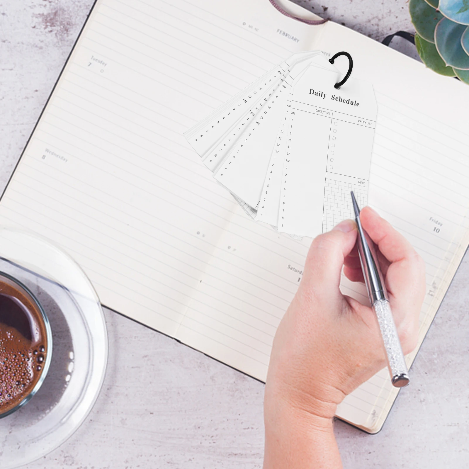 

4pcs Daily Task Planner Notebook Smooth Writing Portable Desk Notepad Work Schedule Book To-do List Paper