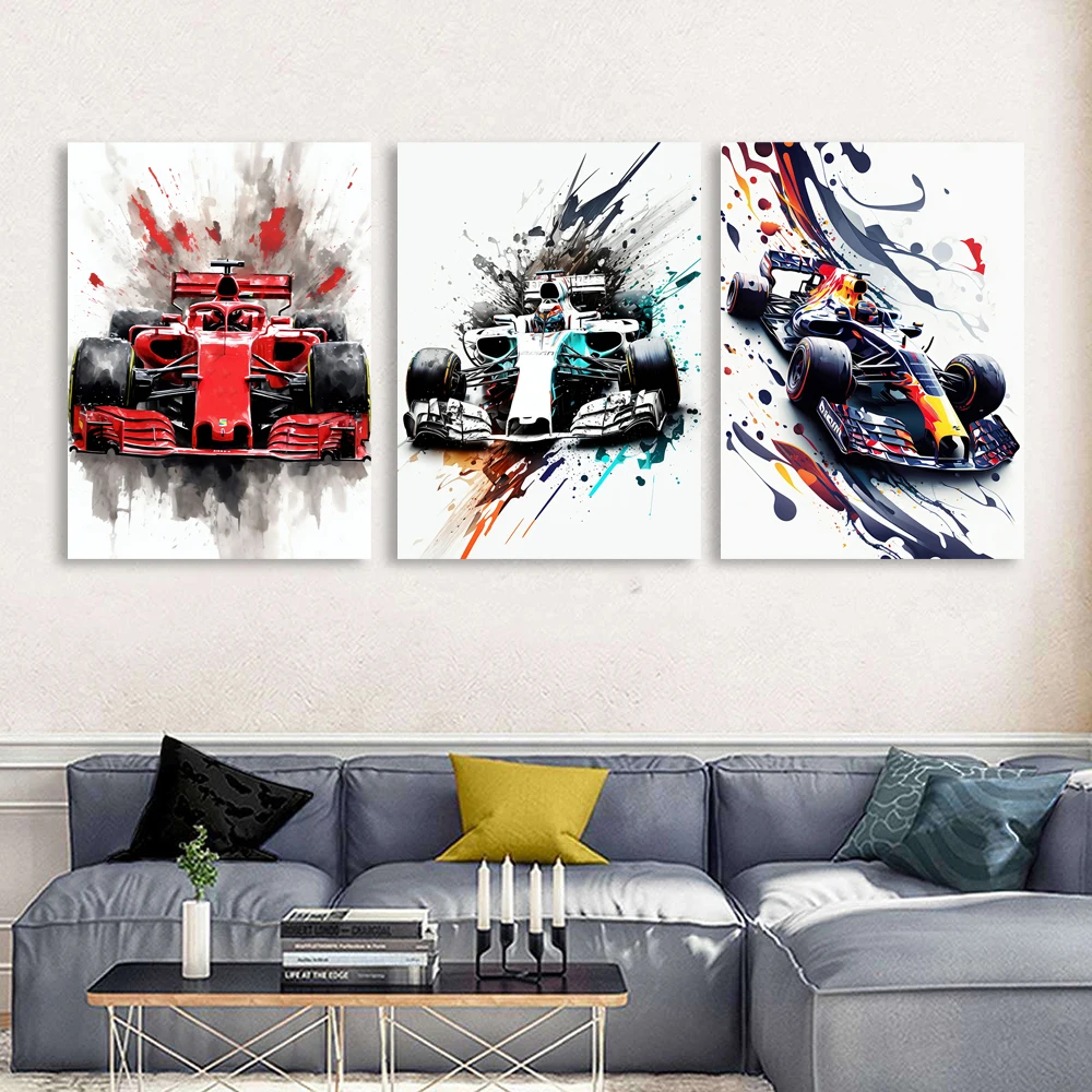 Formula 1 Car Prints Wall Art Painting Race Car Wallpaper Watercolor Sportscar Racing Poster Motorsport Posters No Frame