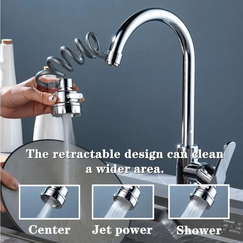 ZEXEF 3 Restaurants Accessory Kitchen Cheap 360 Degree Bathrooms Shower Faucet With Filter Extension Modes Sink Rotation