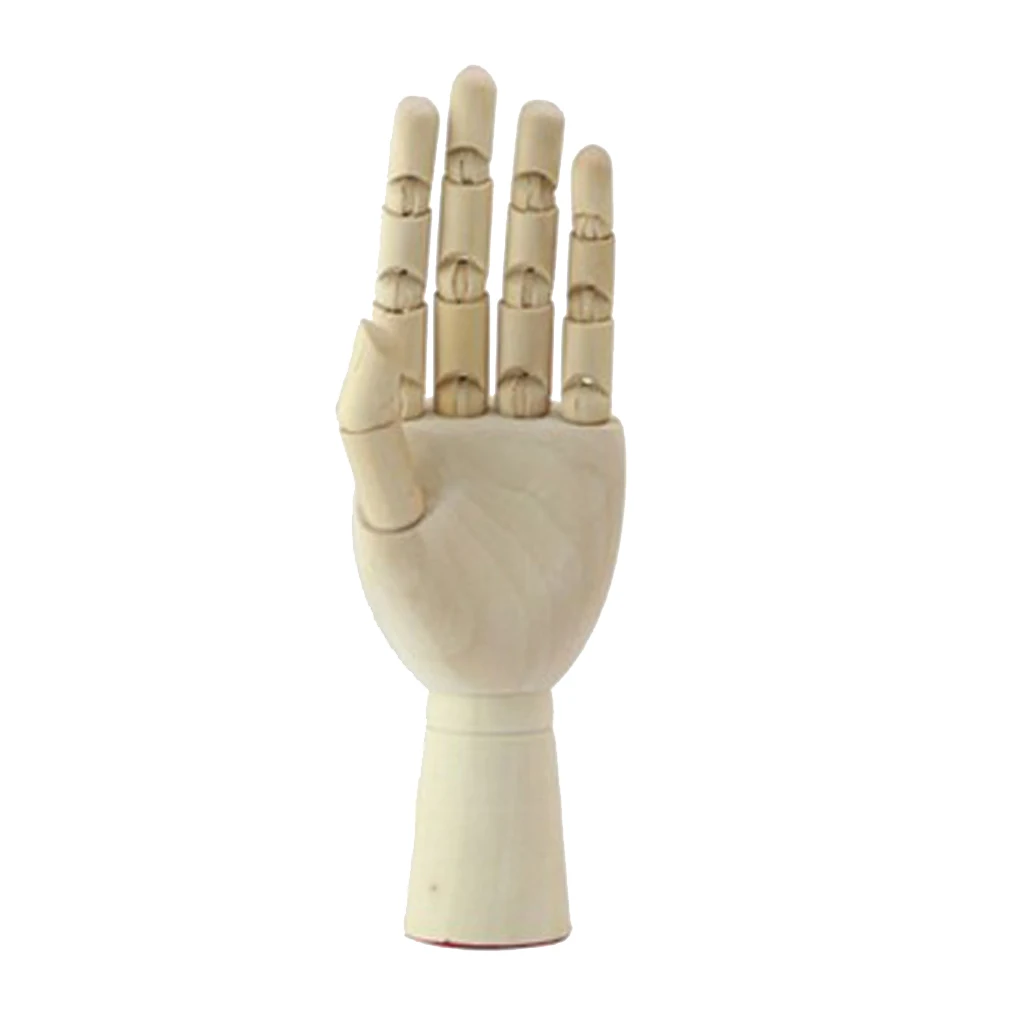 12-inch Wooden Sectioned Flexible Finger Manikin Hand Figure Male Left Hand