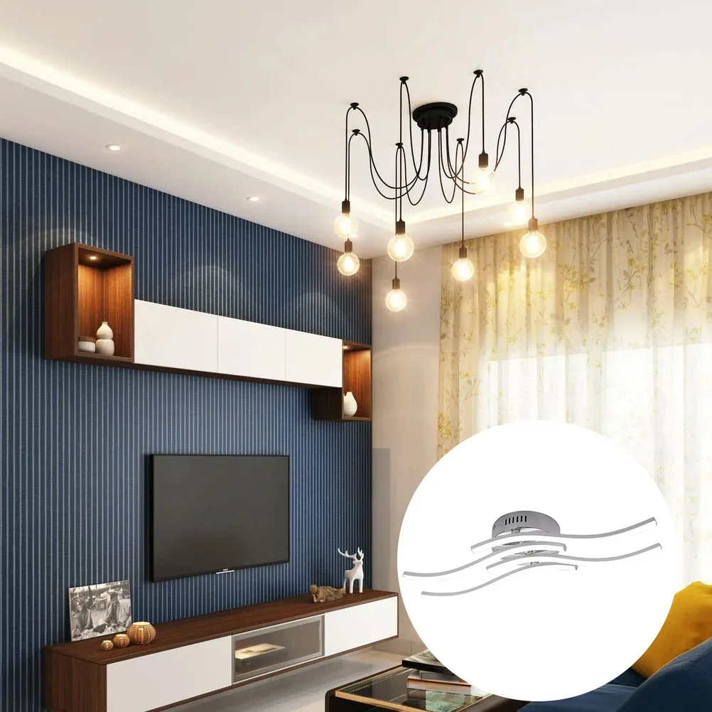 

Wave Ceiling Lamp LED Lights Acrylic Panels Aluminum Holder Bright Warm Light Living Room Bedroom Hotel Lobby Meeting Room Fit