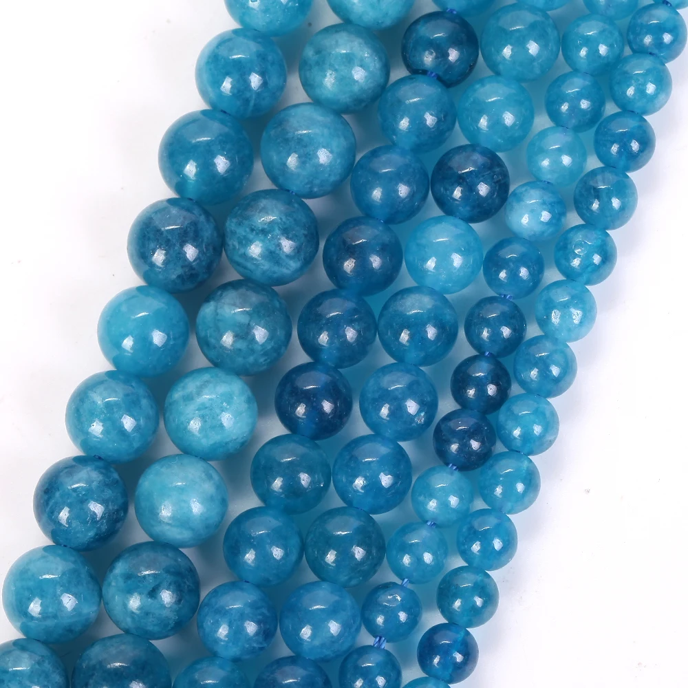 6-8mm Natural Blue Apatite Round Loose Spacer Beads for Jewelry Making DIY Bracelet Necklace Accessories 15inches