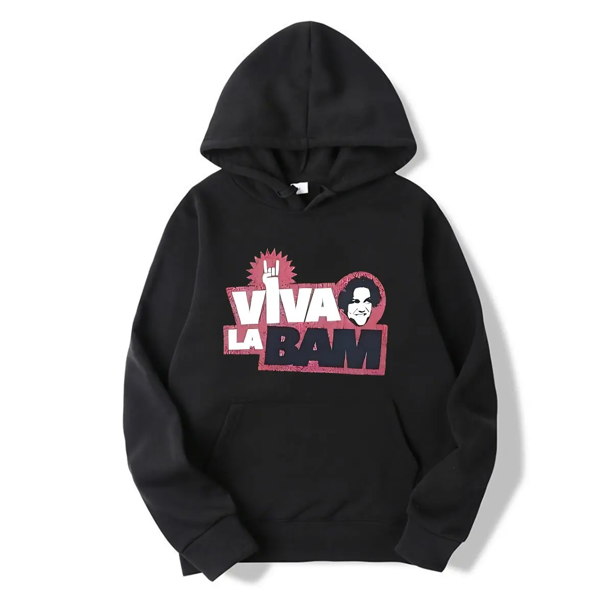 Men Hoodies Viva La Bam Letter Figure Print Pullover Hooded Sweatshirt Casual Long Sleeve Pocket Streetwear Hoodie Autumn Winter