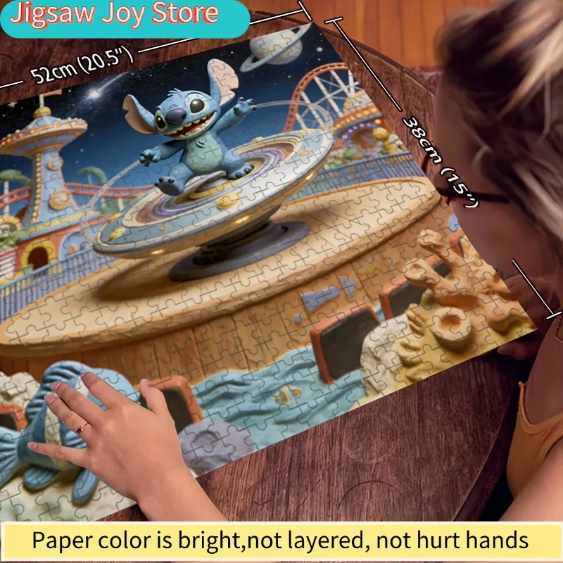 Puzzle 2D plat, Disney Stitch et Mickey Mouse, décoration intérieure, imprimé en 2D, 500 pièces, défi éducatif pour adultes, adapté aux enfants