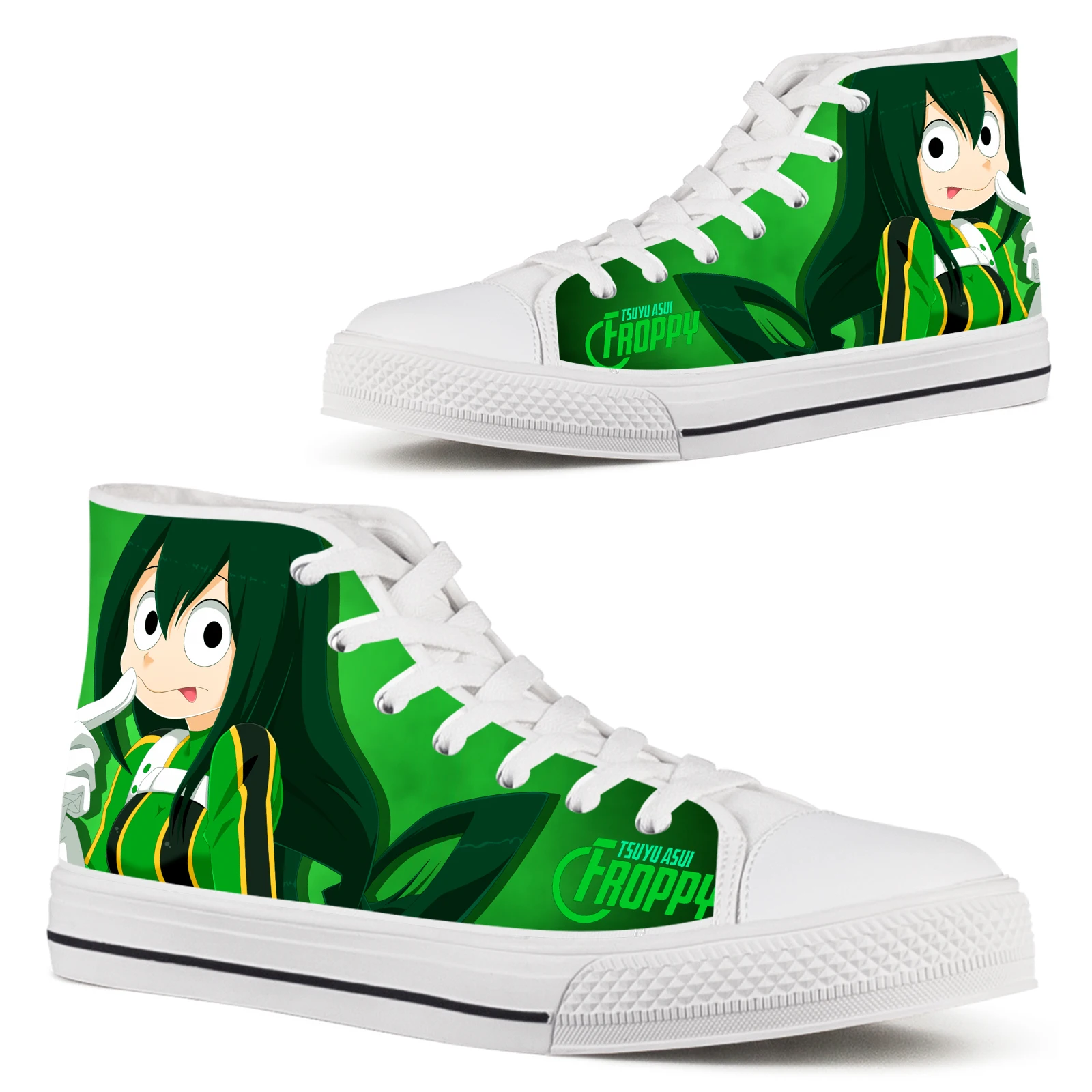 Elviswords My Hero Academia Cartoon Animatie Bedrukt Groen Canvas Damesschoenen Lichtgewicht Veterschoenen Voor Dames Gevulkaniseerd