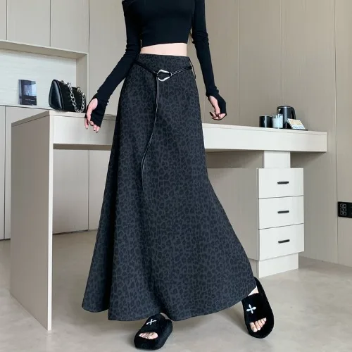 

High Waist A-Line Skirt Women's Print Slimming Long Skirt Fall Winter New Sle Commute Simple High Elastic Daily Wear