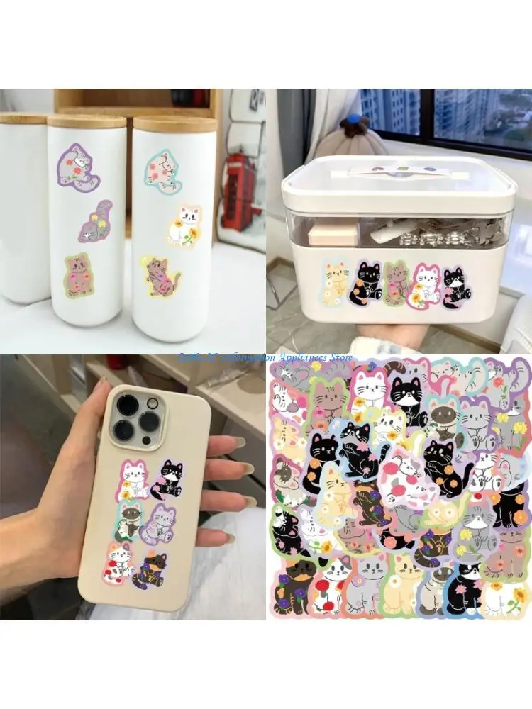 

50Counts Kitten Sticker Aesthetic Sticker for Scrapbook Laptop Journal Phone Case Skateboard Luggage Kid Reward Sticker