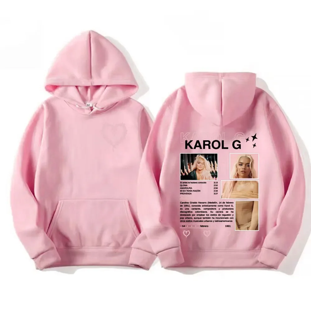 นักร้อง Karol G Bichota 2025 ทัวร์กราฟิกหมวกผู้ชายแฟชั่น Hip Hop Retro hoodie Casual Polar คุณภาพสูง hoodie