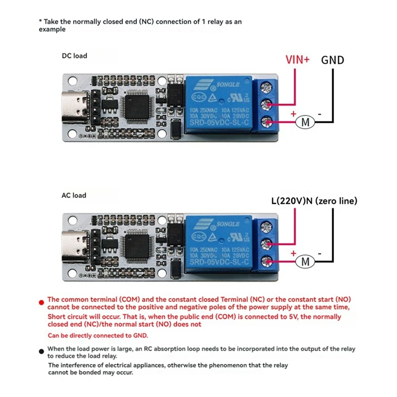 Relay Module USB To CH340 Serial Control Relay Module Optocoupler Protection TYPE-C Interface Module