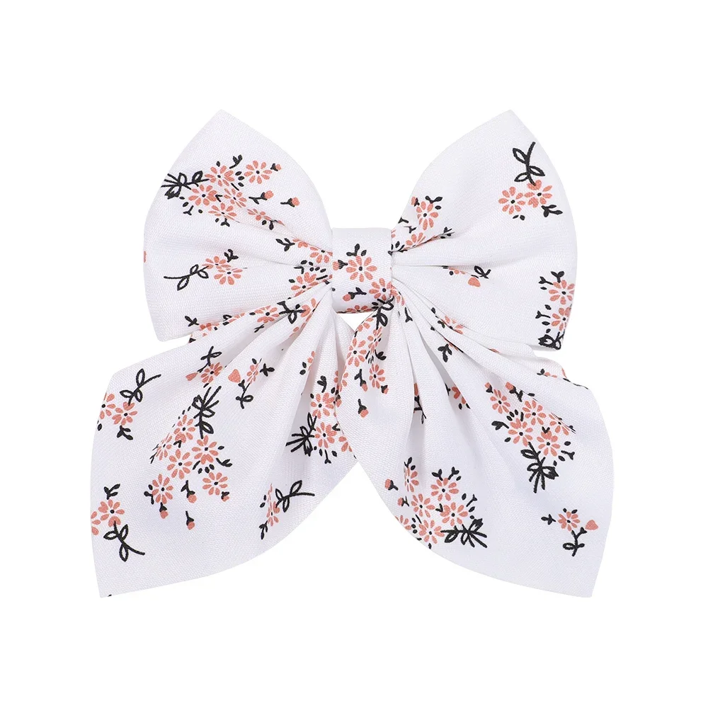 New Women Sweet Solid Bowknot Hair Clips Girls Print Bow Hairpins Ribbon Butterfly Barrettes Duckbill Clip Kids Hair Accessories