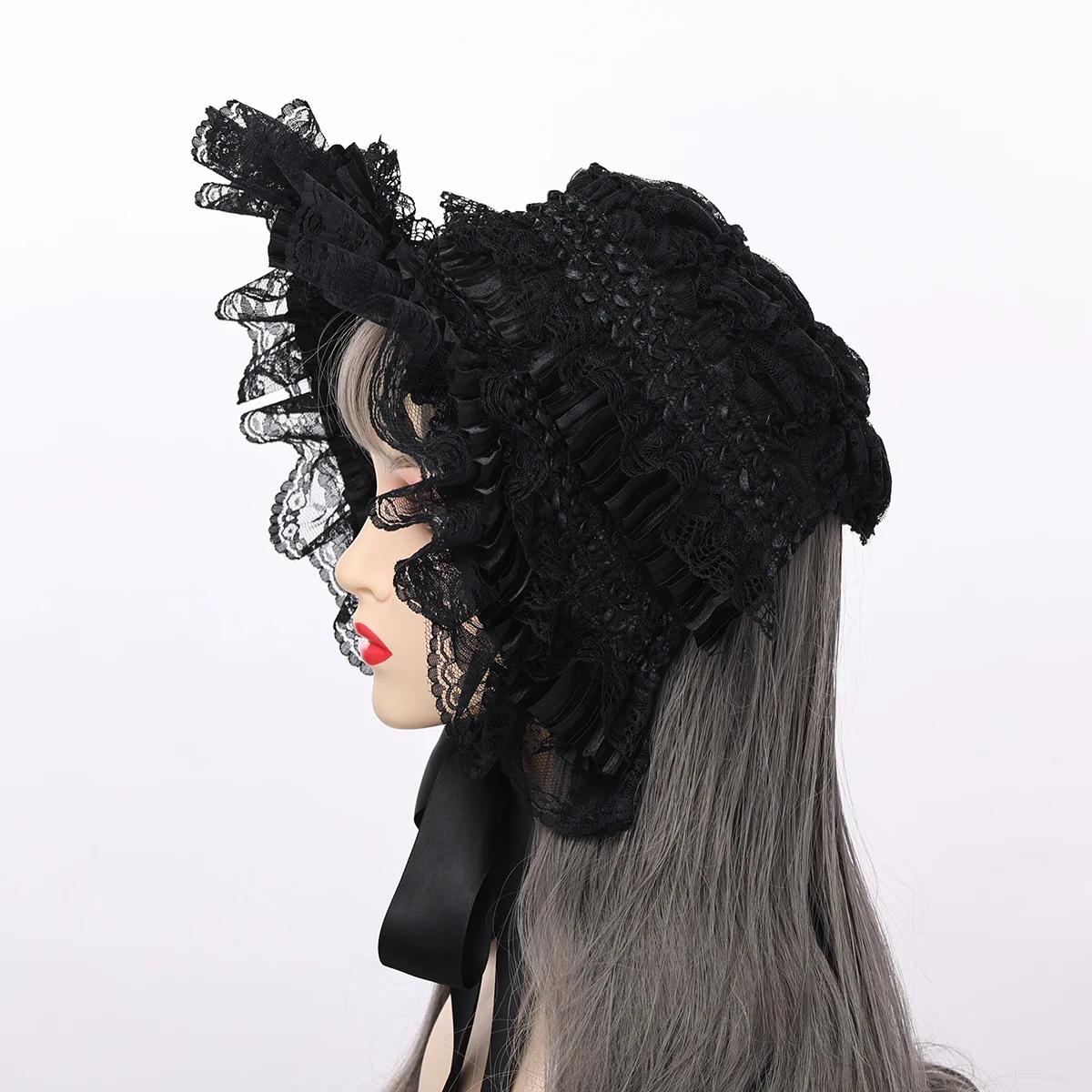 Bonnet Lolita noir avec nœud papillon en dentelle pour fille, chapeau plat classique, fête du thé, magnifique casquette dégradée pour femme