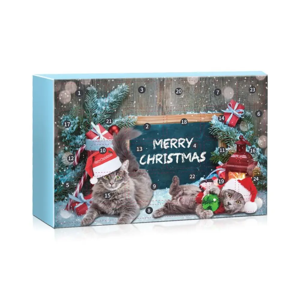 Funny Christmas Cat Advent Calendar 2024 Holiday Decorations Pet Toys Christmas Kitten Interactive Play Toys Gifts