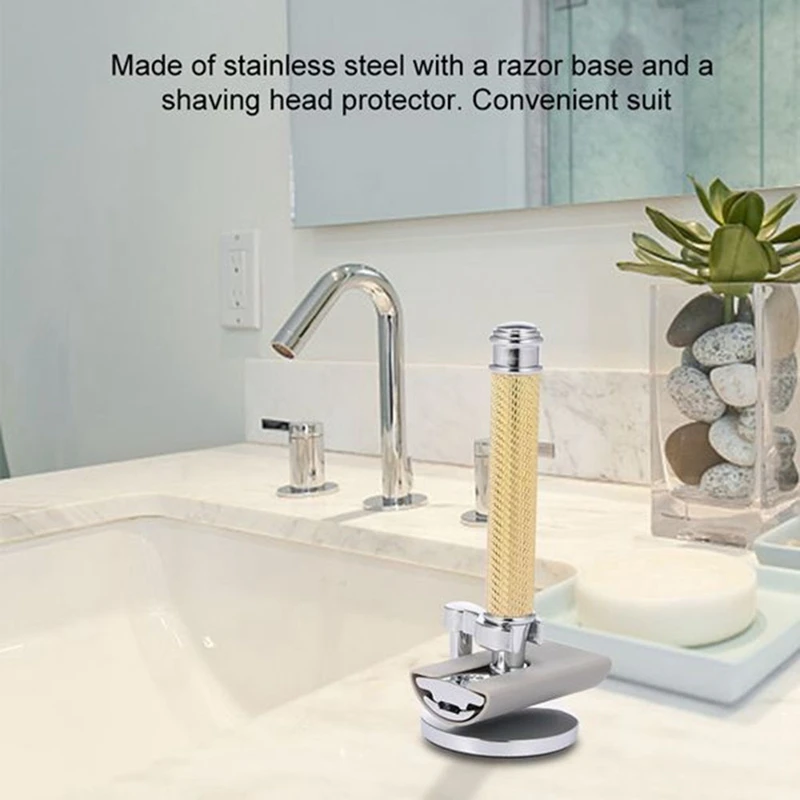 Rasoio da barba da uomo con rasoio di sicurezza classico a doppio bordo regolabile con coperchio della testa della taglierina di Base durevole e facile da installare