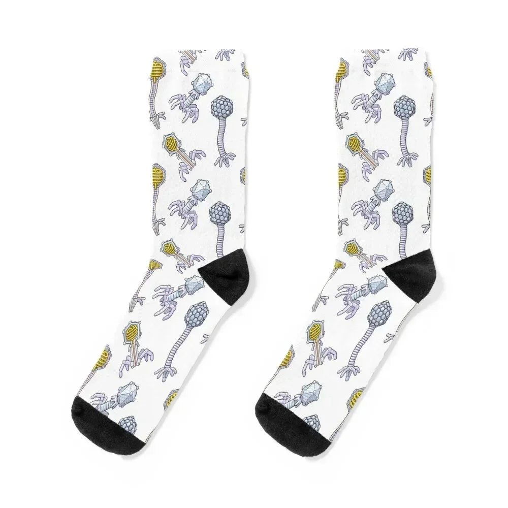 Bacteriophage Illustration Pattern Socks cute halloween summer gifts Socks Men Women's