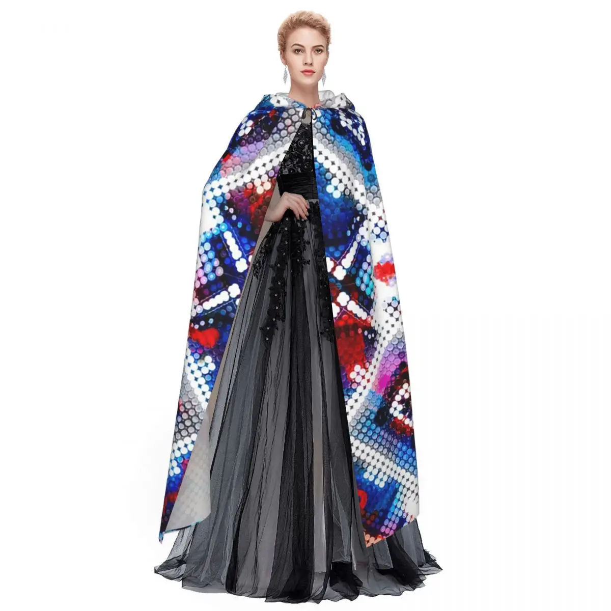 후이초르 멕시코 전통 롱 후드 망토 마녀 중세 의상 코스프레 케이프 할로윈 코트 성인 유니섹스