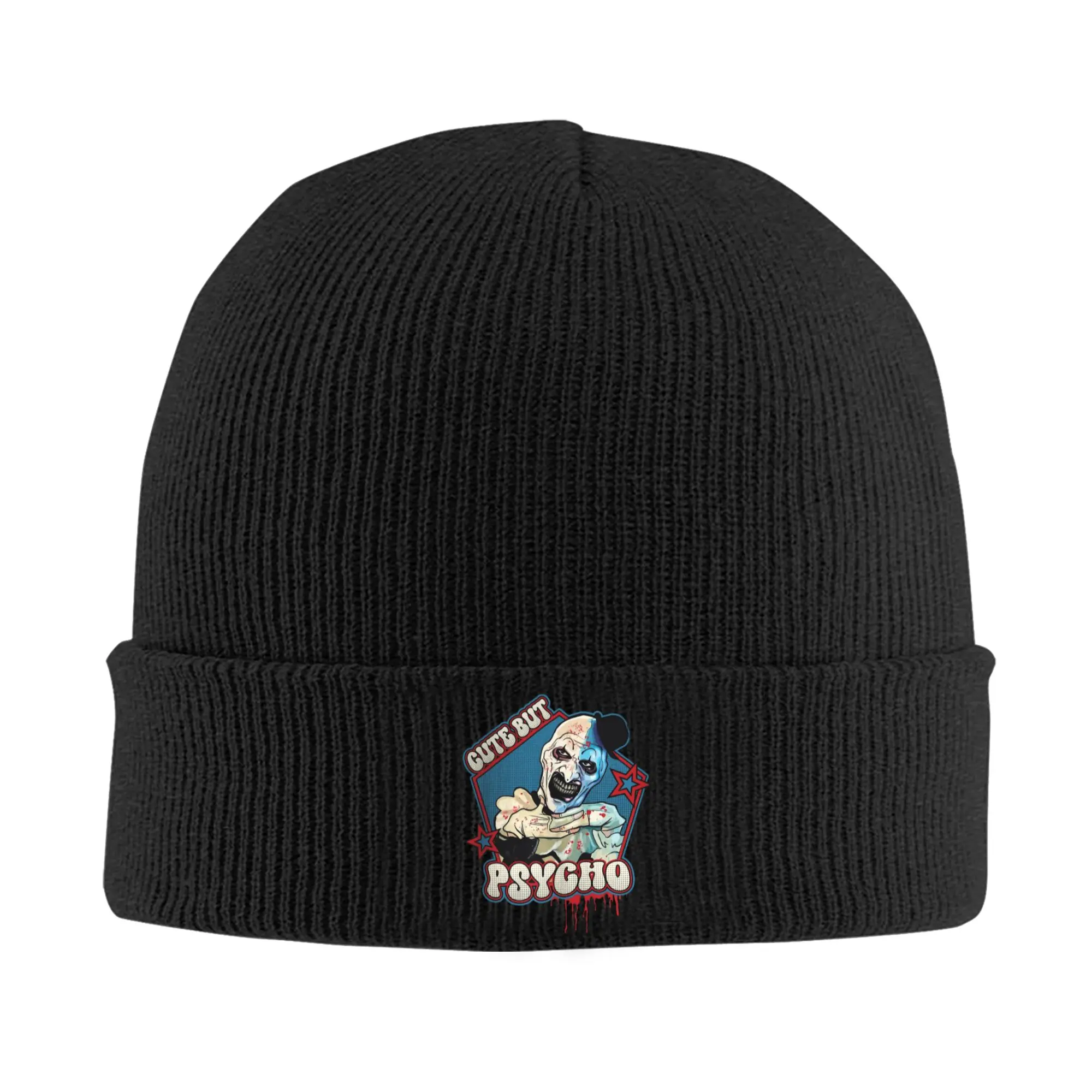 Terrifiers Cute But Psycho Halloween Knitted Hat for Women Men Skullies Beanies Winter Hat Acrylic  Hip Hop Cap