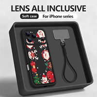 Cartoon Christmas Print Soft Phone Case For iPhone 17 Pro Max Air 16e 16 15 14 Pro Max 13 12 Pro 11 Shockproof TPU Lanyard Cover