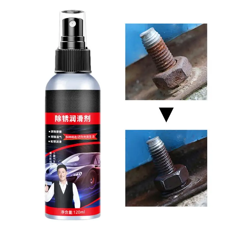 Rust Remover Spray Professional Anti Rust Lubricant 120ml Powerful Iron Powder Remover Rust Stopper Automobile Bolt Loosening