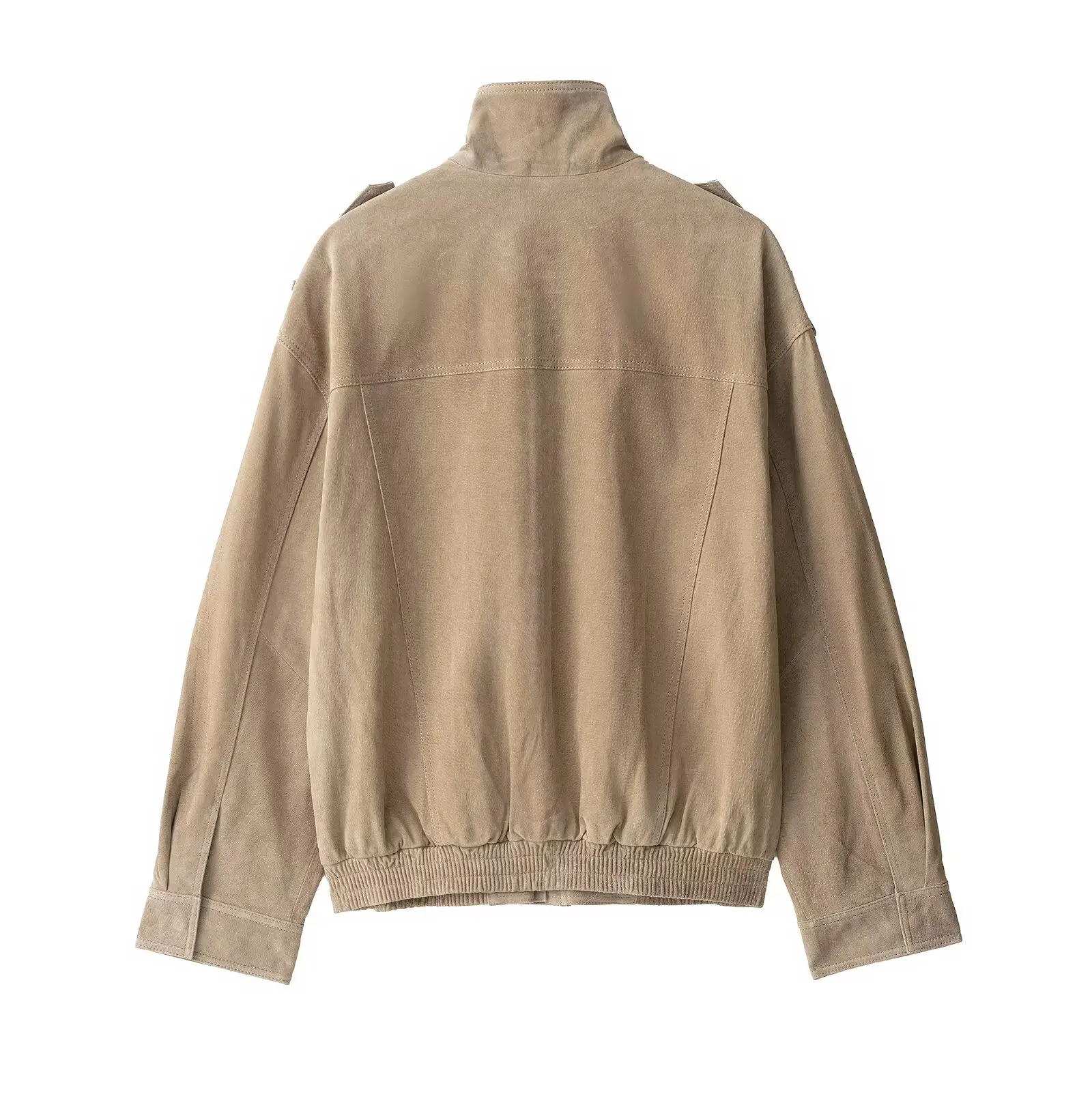 

Новинка 2025, женская модная куртка, однотонная, с высоким воротником, длинными рукавами, карманами и молнией, женская осенняя уличная куртка