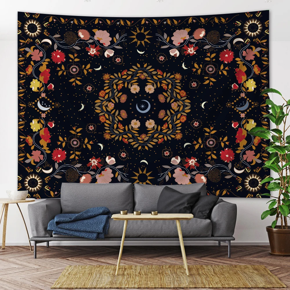 

Moon flowers psychedelic scene home decoration tapestry hippie mandala Poso Miya wall hanging room decorative background wall