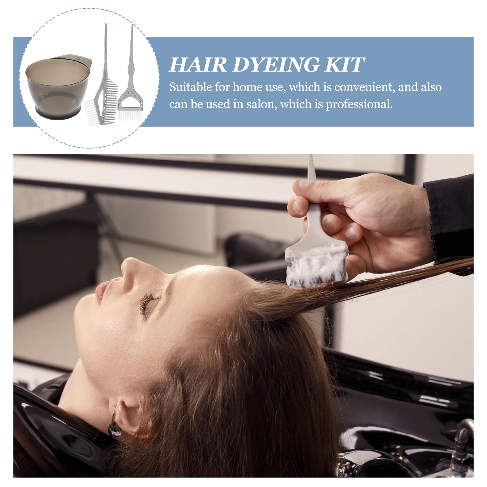 

3pcs Hair Dyeing Kit Home Use Black Color Bowl Brush Comb Set for Men Women Supplies Tools Salon Professional DIY