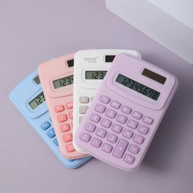 Small Solar Calculator Portable Calculator Cute 8 Digits LCD Electronic Home Office Calculator for Kid Primary School Calculator