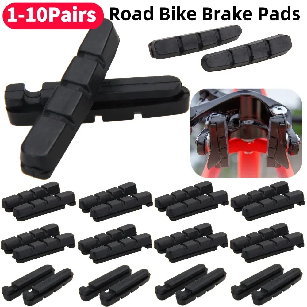 1-10 pares de pastilhas de freio para jantes de liga dura ace ultegra 105 blocos de freio de borracha v pastilhas de freio de bicicleta de estrada acessórios de ciclismo ao ar livre